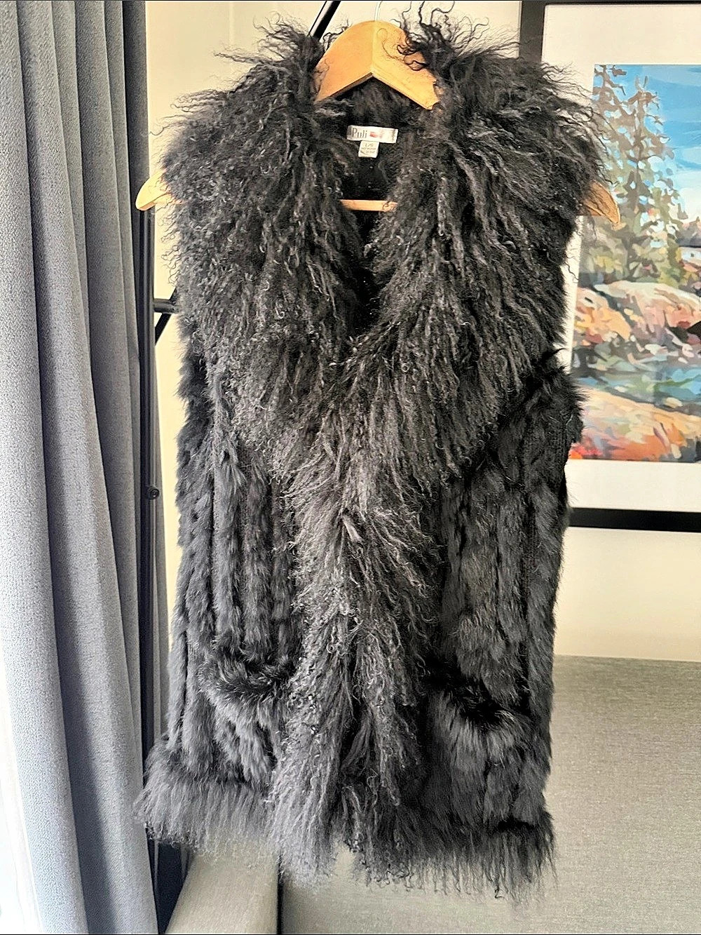 Natural Black Rabbit & Tibet Lamb Fur Vest